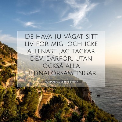 Picture 07 - Romarbrevet 16:4 SV1917 - De hava ju vågat sitt liv för mig; och icke - Bible Verse Picture