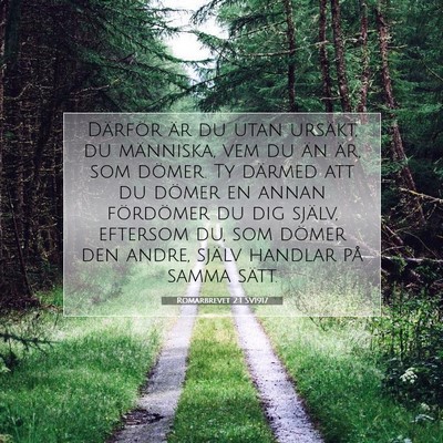 Picture 07 - Romarbrevet 2:1 SV1917 - Därför är du utan ursäkt, du människa, vem - Bible Verse Picture