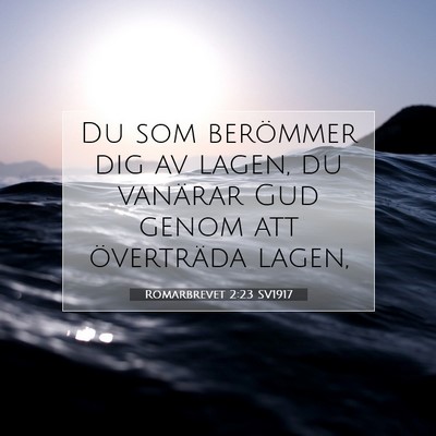 Picture 07 - Romarbrevet 2:23 SV1917 - Du som berömmer dig av lagen, du vanärar Gud - Bible Verse Picture