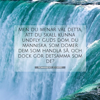 Picture 07 - Romarbrevet 2:3 SV1917 - Men du menar väl detta, att du skall kunna - Bible Verse Picture