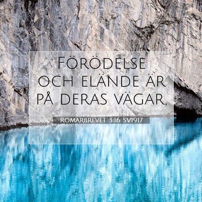 Picture 07 - Romarbrevet 3:16 SV1917 - Förödelse och elände är på deras - Bible Verse Picture