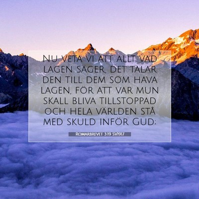 Picture 07 - Romarbrevet 3:19 SV1917 - Nu veta vi att allt vad lagen säger, det talar - Bible Verse Picture