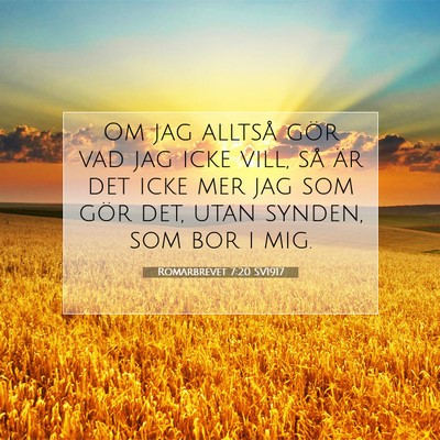 Picture 07 - Romarbrevet 7:20 SV1917 - Om jag alltså gör vad jag icke vill, så är - Bible Verse Picture