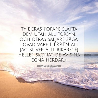 Picture 07 - Sakaria 11:5 SV1917 - ty deras köpare slakta dem utan all försyn, och - Bible Verse Picture