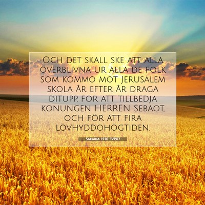 Picture 07 - Sakaria 14:16 SV1917 - Och det skall ske att alla överblivna ur alla de - Bible Verse Picture