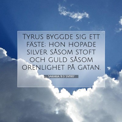 Picture 07 - Sakaria 9:3 SV1917 - Tyrus byggde sig ett fäste; hon hopade silver - Bible Verse Picture