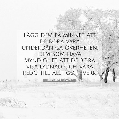 Picture 07 - Titusbrevet 3:1 SV1917 - Lägg dem på minnet att de böra vara - Bible Verse Picture