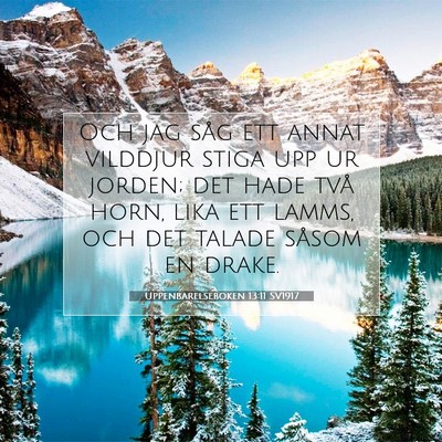 Picture 07 - Uppenbarelseboken 13:11 SV1917 - Och jag såg ett annat vilddjur stiga upp ur - Bible Verse Picture