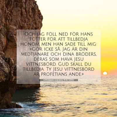 Picture 07 - Uppenbarelseboken 19:10 SV1917 - Och jag föll ned för hans fötter för att - Bible Verse Picture