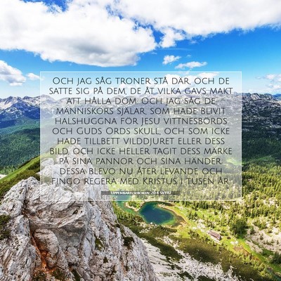 Picture 07 - Uppenbarelseboken 20:4 SV1917 - Och jag såg troner stå där, och de satte sig - Bible Verse Picture