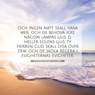 Picture 07 - Uppenbarelseboken 22:5 SV1917 - Och ingen natt skall vara mer; och de behöva - Bible Verse Picture