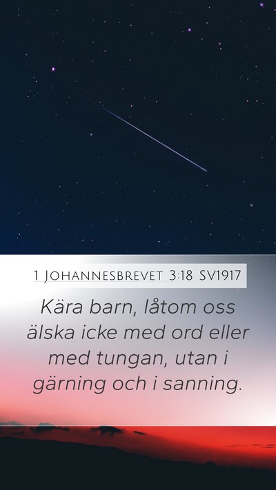 1 Johannesbrevet 3:18 SV1917 Bible Verse Image