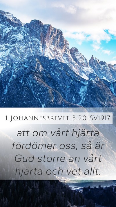 1 Johannesbrevet 3:20 SV1917 Bible Verse Image