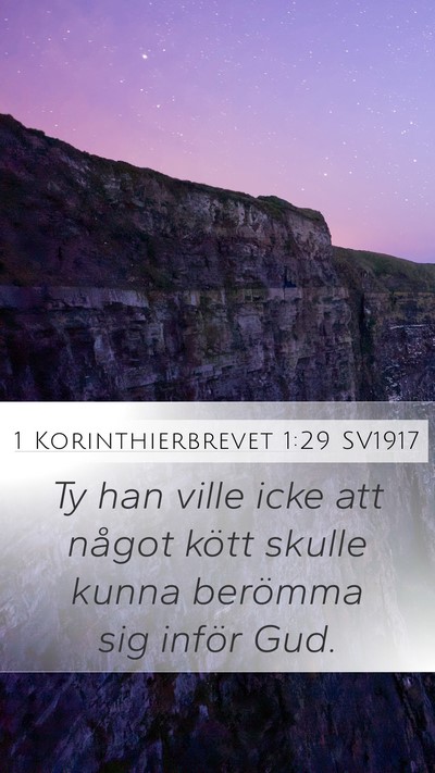 1 Korinthierbrevet 1:29 SV1917 Mobile Phone Wallpaper - Ty han ville icke att något kött skulle kunna - Mobile Bible Verse Wallpaper