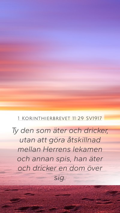 1 Korinthierbrevet 11:29 SV1917 Bible Verse Image