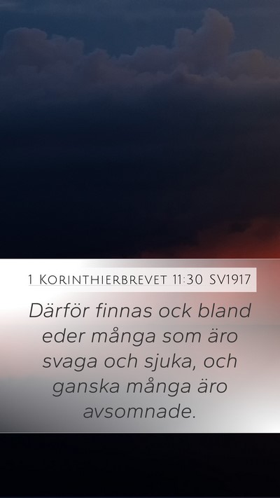 1 Korinthierbrevet 11:30 SV1917 Bible Verse Image