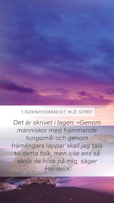 1 Korinthierbrevet 14:21 SV1917 Bible Verse Image