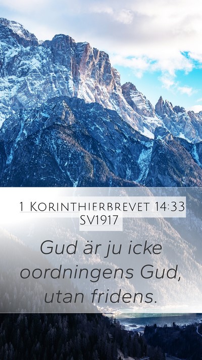 1 Korinthierbrevet 14:33 SV1917 Bible Verse Image