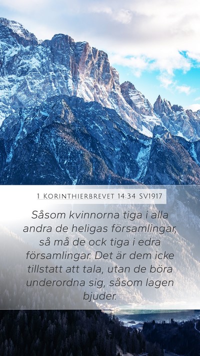 1 Korinthierbrevet 14:34 SV1917 Bible Verse Image
