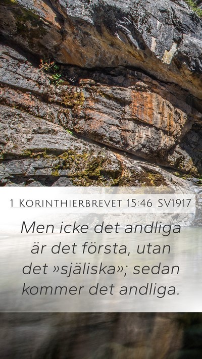 1 Korinthierbrevet 15:46 SV1917 Bible Verse Image