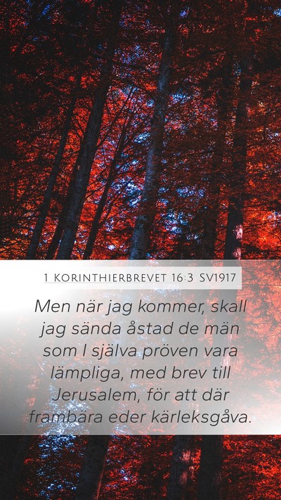 1 Korinthierbrevet 16:3 SV1917 Bible Verse Image