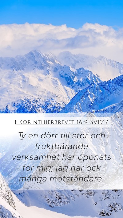 1 Korinthierbrevet 16:9 SV1917 Bible Verse Image
