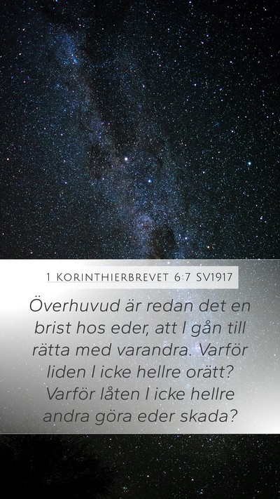 1 Korinthierbrevet 6:7 SV1917 Bible Verse Image