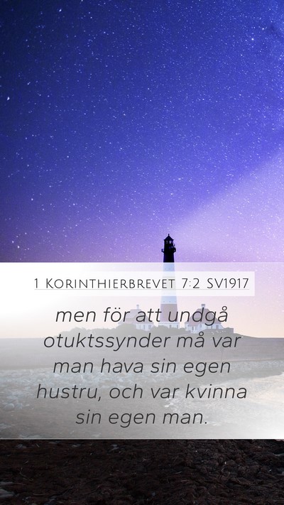 1 Korinthierbrevet 7:2 SV1917 Bible Verse Image