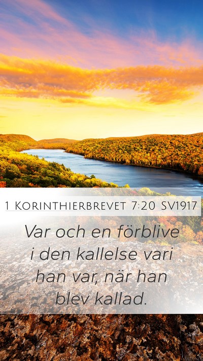 1 Korinthierbrevet 7:20 SV1917 Bible Verse Image