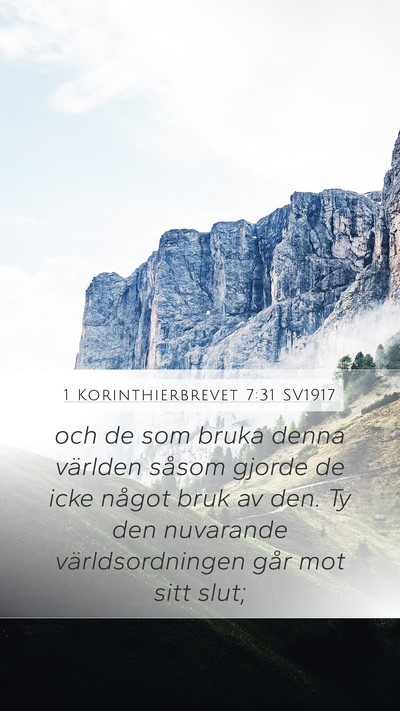1 Korinthierbrevet 7:31 SV1917 Bible Verse Image