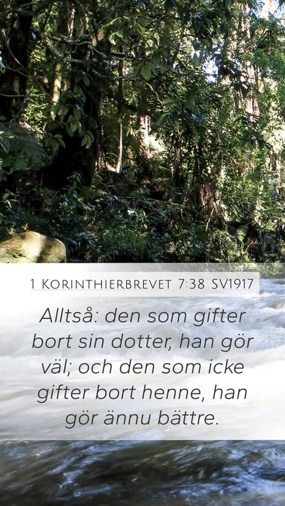 1 Korinthierbrevet 7:38 SV1917 Bible Verse Image