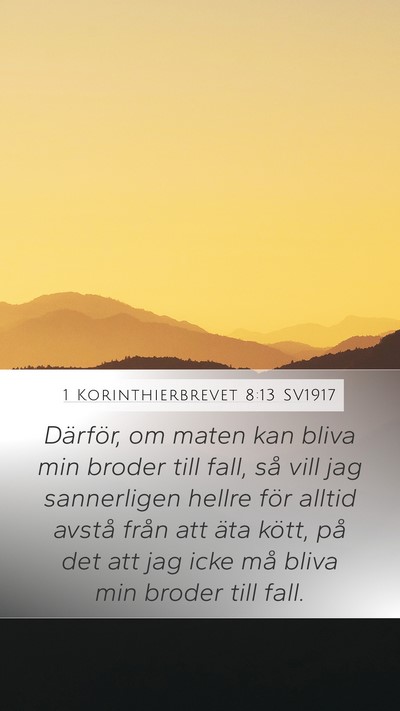 1 Korinthierbrevet 8:13 SV1917 Bible Verse Image