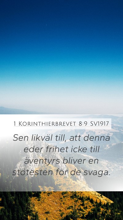 1 Korinthierbrevet 8:9 SV1917 Bible Verse Image