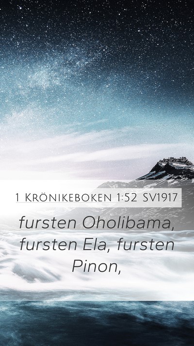 1 Krönikeboken 1:52 SV1917 Mobile Phone Wallpaper - fursten Oholibama, fursten Ela, fursten - Mobile Bible Verse Wallpaper