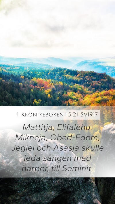1 Krönikeboken 15:21 SV1917 Bible Verse Image