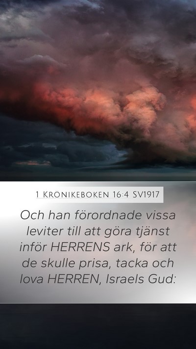 1 Krönikeboken 16:4 SV1917 Bible Verse Image