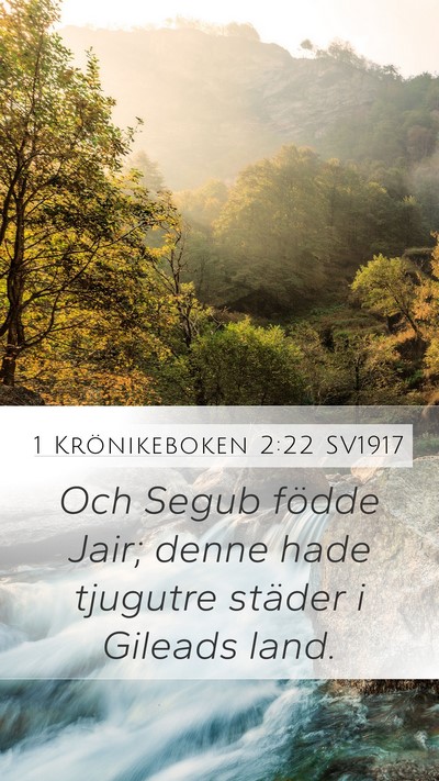 1 Krönikeboken 2:22 SV1917 Mobile Phone Wallpaper - Och Segub födde Jair; denne hade tjugutre - Mobile Bible Verse Wallpaper