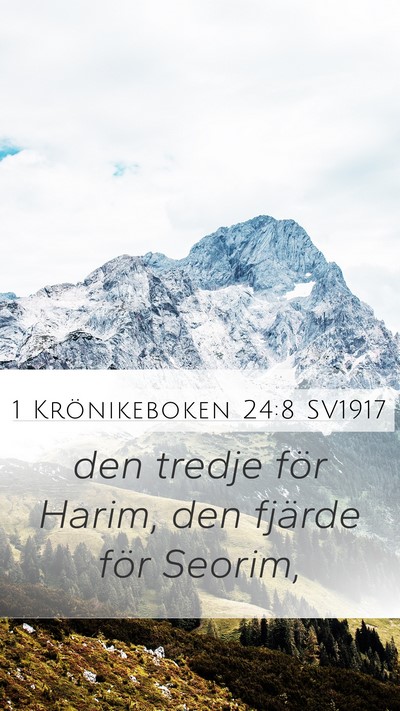 1 Krönikeboken 24:8 SV1917 Bible Verse Image