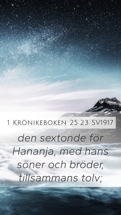 1 Krönikeboken 25:23 SV1917 Mobile Phone Wallpaper - den sextonde för Hananja, med hans söner och - Mobile Bible Verse Wallpaper