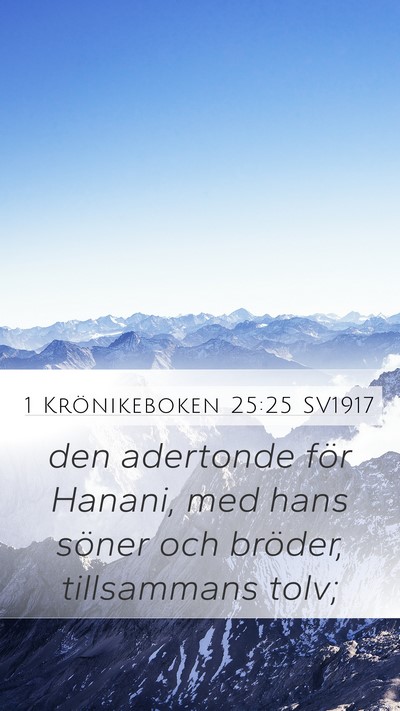 1 Krönikeboken 25:25 SV1917 Mobile Phone Wallpaper - den adertonde för Hanani, med hans söner och - Mobile Bible Verse Wallpaper