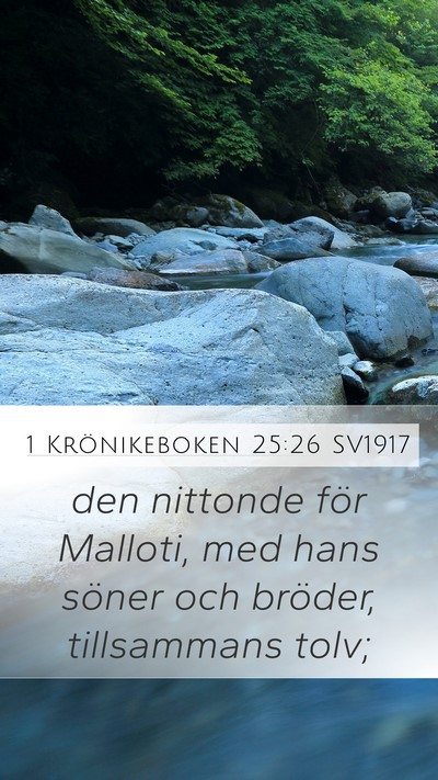 1 Krönikeboken 25:26 SV1917 Mobile Phone Wallpaper - den nittonde för Malloti, med hans söner och - Mobile Bible Verse Wallpaper
