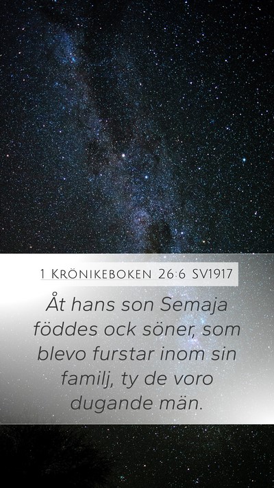 1 Krönikeboken 26:6 SV1917 Bible Verse Image