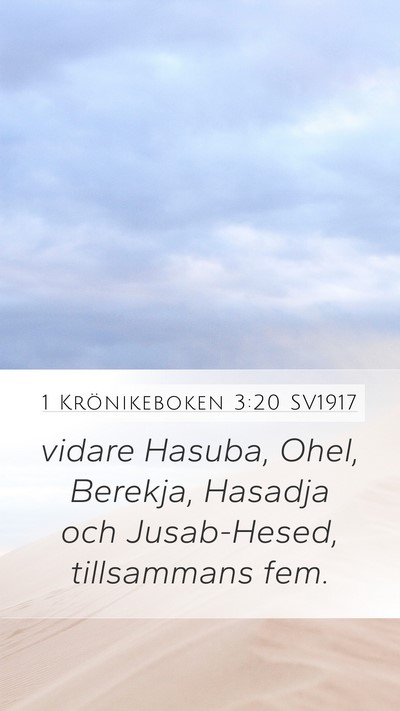 1 Krönikeboken 3:20 SV1917 Mobile Phone Wallpaper - vidare Hasuba, Ohel, Berekja, Hasadja och - Mobile Bible Verse Wallpaper