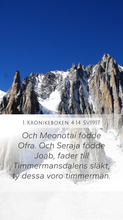 1 Krönikeboken 4:14 SV1917 Bible Verse Image