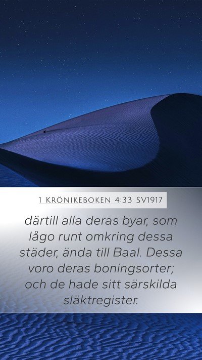 1 Krönikeboken 4:33 SV1917 Bible Verse Image