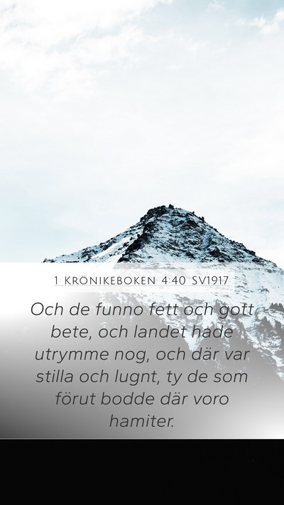 1 Krönikeboken 4:40 SV1917 Bible Verse Image