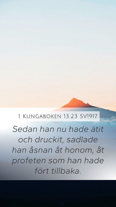 1 Kungaboken 13:23 SV1917 Mobile Phone Wallpaper - Sedan han nu hade ätit och druckit, sadlade han - Mobile Bible Verse Wallpaper