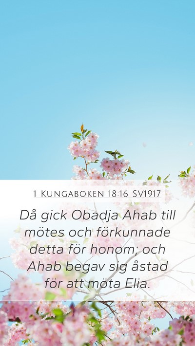 1 Kungaboken 18:16 SV1917 Mobile Phone Wallpaper - Då gick Obadja Ahab till mötes och förkunnade - Mobile Bible Verse Wallpaper