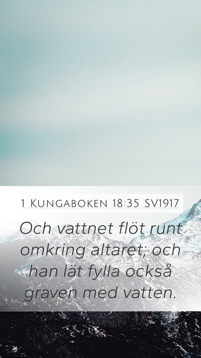 1 Kungaboken 18:35 SV1917 Mobile Phone Wallpaper - Och vattnet flöt runt omkring altaret; och han - Mobile Bible Verse Wallpaper