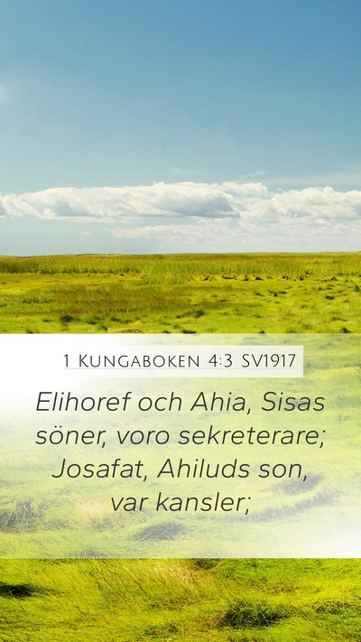 1 Kungaboken 4:3 SV1917 Bible Verse Image